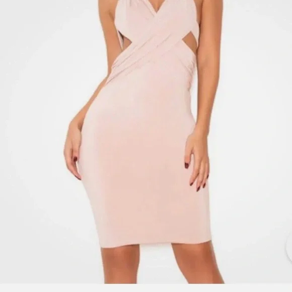 House of CB Sidra Pink Halter Dress NWT - Picture 3 of 4